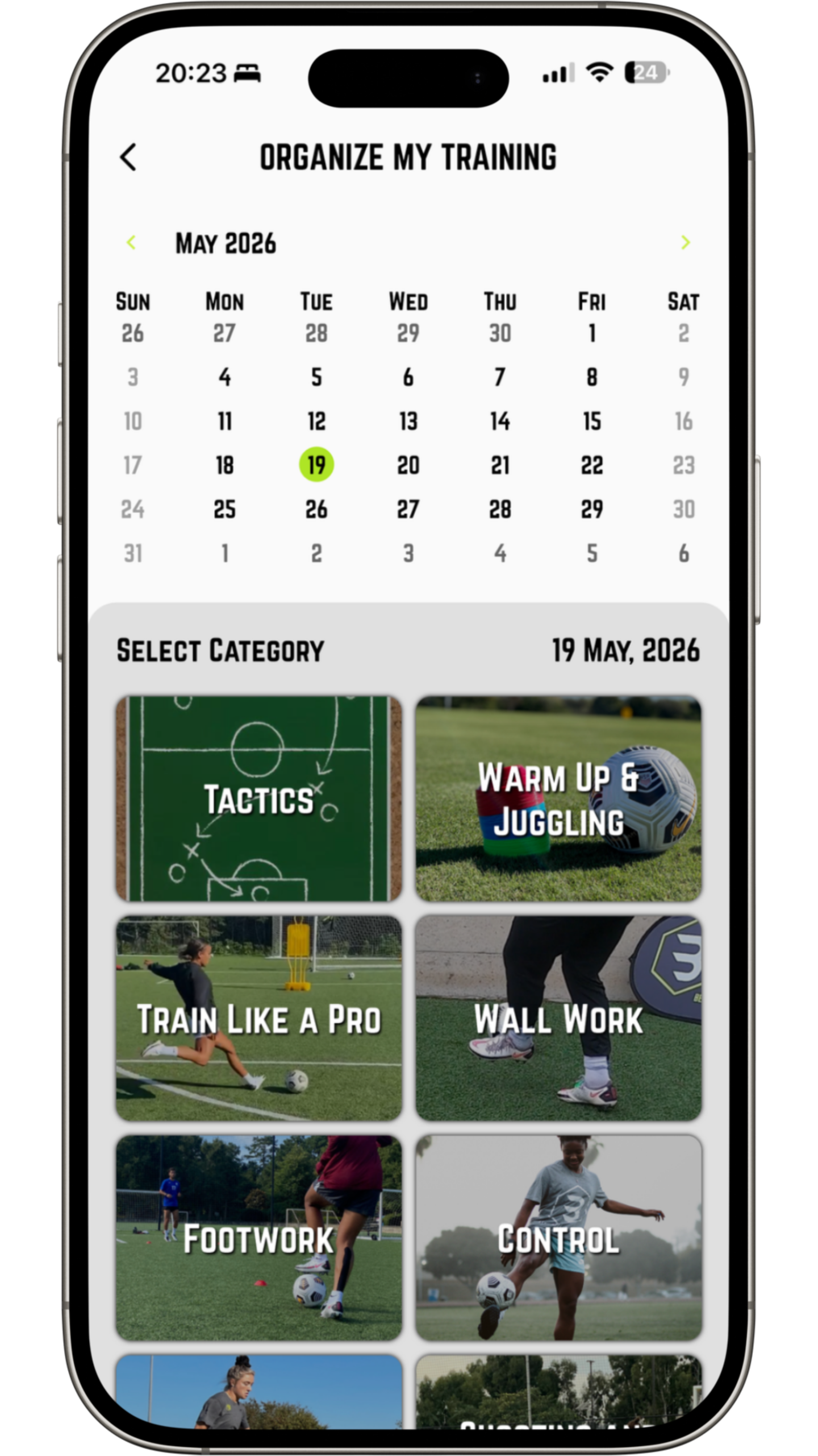 BMS+ app training calendar